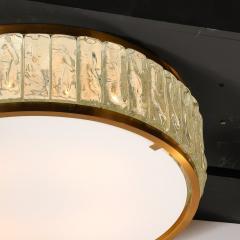 Jean Perzel Mid Century Brass Fitted Textured Frosted Glass Flush Mount by Jean Perzel - 3554082