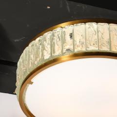 Jean Perzel Mid Century Brass Fitted Textured Frosted Glass Flush Mount by Jean Perzel - 3554088