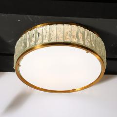Jean Perzel Mid Century Brass Fitted Textured Frosted Glass Flush Mount by Jean Perzel - 3554092