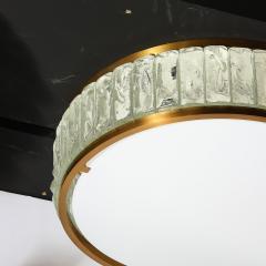 Jean Perzel Mid Century Brass Fitted Textured Frosted Glass Flush Mount by Jean Perzel - 3554095