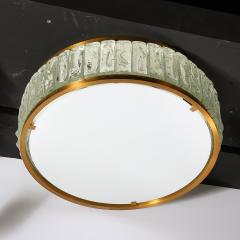Jean Perzel Mid Century Brass Fitted Textured Frosted Glass Flush Mount by Jean Perzel - 3554148