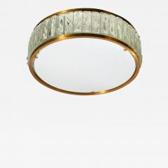 Jean Perzel Mid Century Brass Fitted Textured Frosted Glass Flush Mount by Jean Perzel - 3560518