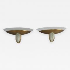 Jean Perzel PAIR OF FINE FRENCH ART DECO BRONZE HAND CUT GLASS SCONCES BY JEAN PERZEL - 977465