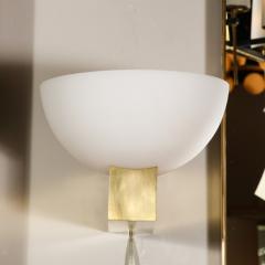 Jean Perzel Pair of Art Deco Brass Frosted Glass Reverse Dome Sconces Signed Jean Perzel - 3040494