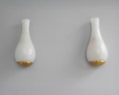 Jean Perzel Pair of Fine French 1960s White Craquele Sconces by Jean Perzel - 4094466