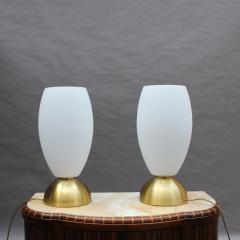 Jean Perzel Pair of Fine French Art Deco Brass and Glass Table Lamps by Perzel - 2004651