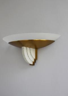 Jean Perzel Pair of Fine French Art Deco Bronze and Cut Glass Sconces by Perzel - 2149144