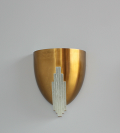 Jean Perzel Pair of Fine French Art Deco Bronze and Glass Sconces by Jean Perzel - 3678611