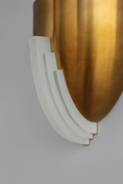 Jean Perzel Pair of Fine French Art Deco Bronze and Glass Sconces by Jean Perzel - 3678612