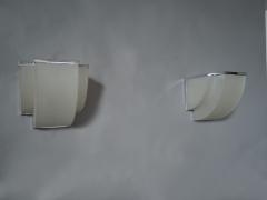 Jean Perzel Pair of Fine French Art Deco Frosted Glass and Chrome Sconces by Perzel - 431256