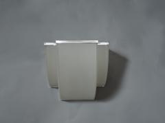 Jean Perzel Pair of Fine French Art Deco Frosted Glass and Chrome Sconces by Perzel - 431259