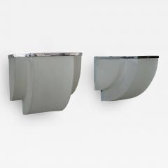Jean Perzel Pair of Fine French Art Deco Frosted Glass and Chrome Sconces by Perzel - 432213