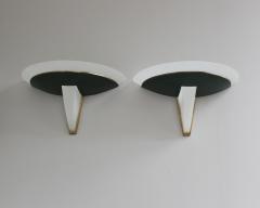 Jean Perzel Pair of Fine French Art Deco Glass and Green Patinated Bronze Sconces by Perzel - 4382010