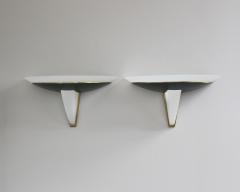 Jean Perzel Pair of Fine French Art Deco Glass and Green Patinated Bronze Sconces by Perzel - 4382013