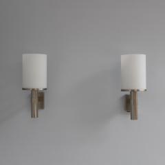 Jean Perzel Pair of Fine French Art Deco Glass and Nickel Sconces by Jean Perzel - 3911898