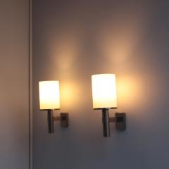 Jean Perzel Pair of Fine French Art Deco Glass and Nickel Sconces by Jean Perzel - 3911901