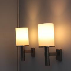 Jean Perzel Pair of Fine French Art Deco Glass and Nickel Sconces by Jean Perzel - 3911902