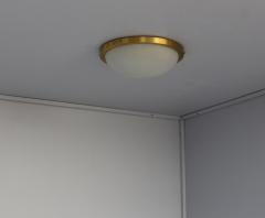 Jean Perzel Pair of Fine French Art Deco Round Glass and Brass Flush Mount by Perzel - 2004582