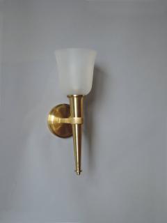 Jean Perzel Pair of French 1950s Bronze and Glass Torch Sconces by Jean Perzel - 395637