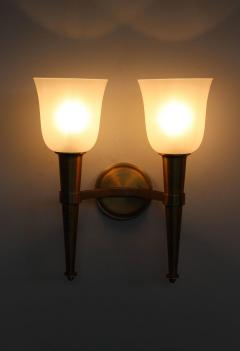Jean Perzel Pair of French Art Deco Double Torchere Sconces by Perzel - 413167