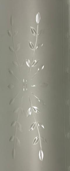 Jean Perzel Pair of Large French Art Deco Engraved Opaque Glass Wall Sconces Atelier Perzel - 4571296