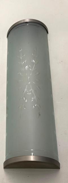 Jean Perzel Pair of Large French Art Deco Engraved Opaque Glass Wall Sconces Atelier Perzel - 4571299