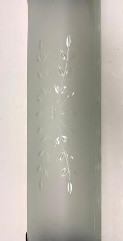 Jean Perzel Pair of Large French Art Deco Engraved Opaque Glass Wall Sconces Atelier Perzel - 4571300