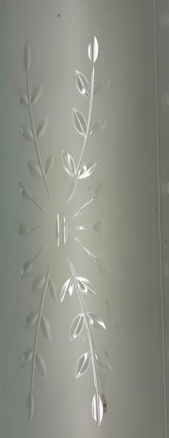 Jean Perzel Pair of Large French Art Deco Engraved Opaque Glass Wall Sconces Atelier Perzel - 4571301