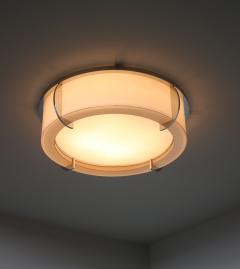 Jean Perzel Pair of Rare Fine French Art Deco Pink and White Glass Flush Mounts by Perzel - 603999