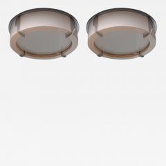 Jean Perzel Pair of Rare Fine French Art Deco Pink and White Glass Flush Mounts by Perzel - 604501