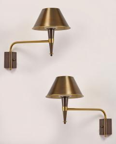 Jean Perzel Pair of Swing Arm Sconces by Perzel France 1950s - 4487757