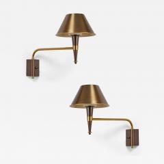 Jean Perzel Pair of Swing Arm Sconces by Perzel France 1950s - 4490654