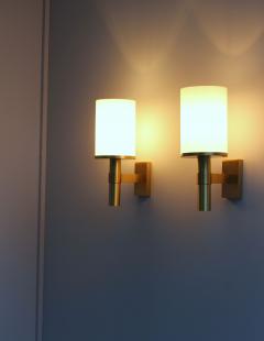 Jean Perzel Seven Fine French Art Deco Glass and Bronze Cylindrical Sconces by Perzel - 426647