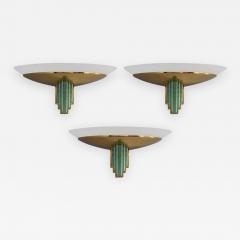 Jean Perzel Three Fine French Art Deco Glass and Bronze Sconces by Jean Perzel - 615219