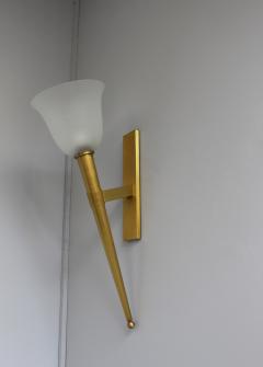 Jean Perzel UNUSUALLY LARGE FINE FRENCH 1950S BRONZE AND GLASS TORCHERE SCONCE BY PERZEL - 977256