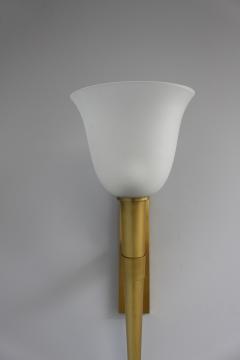 Jean Perzel UNUSUALLY LARGE FINE FRENCH 1950S BRONZE AND GLASS TORCHERE SCONCE BY PERZEL - 977263