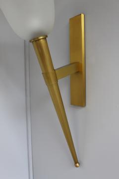 Jean Perzel UNUSUALLY LARGE FINE FRENCH 1950S BRONZE AND GLASS TORCHERE SCONCE BY PERZEL - 977265