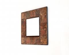 Jean Pierre Chevalier Jean Pierre Chevalier French copper etched and studded mirror c1970 - 4621261