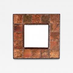 Jean Pierre Chevalier Jean Pierre Chevalier French copper etched and studded mirror c1970 - 4621812
