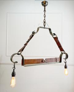 Jean Pierre Ryckaert Jean Pierre Ryckaert Leather Strap and Steel Ceiling Pendant Light - 3166316