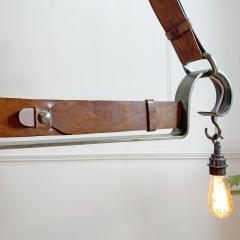 Jean Pierre Ryckaert Jean Pierre Ryckaert Leather Strap and Steel Ceiling Pendant Light - 3166317