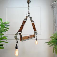 Jean Pierre Ryckaert Jean Pierre Ryckaert Leather Strap and Steel Ceiling Pendant Light - 3166318