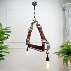 Jean Pierre Ryckaert Jean Pierre Ryckaert Leather Strap and Steel Ceiling Pendant Light - 3166322