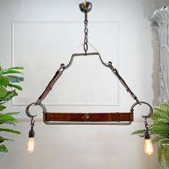 Jean Pierre Ryckaert Jean Pierre Ryckaert Leather Strap and Steel Ceiling Pendant Light - 3166324