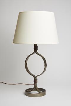 Jean Pierre Ryckaert Mid Century Iron and Leather Table Lamp by Jean Pierre Ryckaert - 2531811