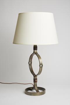 Jean Pierre Ryckaert Mid Century Iron and Leather Table Lamp by Jean Pierre Ryckaert - 2531812
