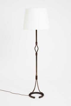 Jean Pierre Ryckaert Wrought Iron and Brown Leather Floor Lamp by Jean Pierre Ryckaert - 1703577