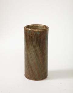 Jean Pointu Unique Cylindrical Brown and Green Ceramic Vase by Jean Pointu - 3088417