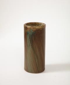 Jean Pointu Unique Cylindrical Brown and Green Ceramic Vase by Jean Pointu - 3088419