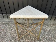 Jean Prouv French Modern Iron And Travertine Table Inspired By Gilbert Poillerat - 4011030